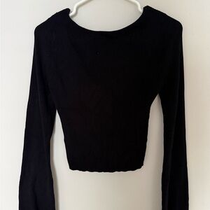 H&M Black Ribbed Long Sleeve Crop Top
